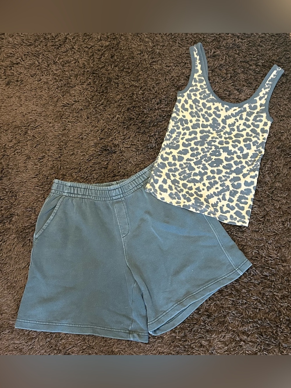 Aerie Cheetah Scoop Neck Tank & Matching Sweat Shorts